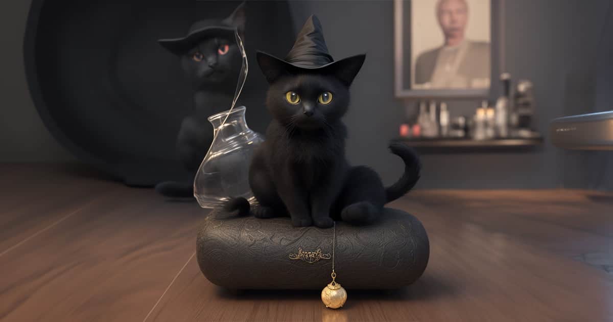 wael-al-dahdhouh A cute black cat with a witch hat perched on a box, ready for Halloween mischief.
superstitions
Why Are Black Cats Called Voids?
superstitions
witchcraft