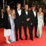 Lily Costner, Grace Avery Costner, Cayden Wyatt Costner, Kevin Costner, Hayes Logan Costner and Annie Costner after the premiere of "Horizon: An American Saga" during the 77th Cannes Film Festival held at the Palais des Festivals on May 19, 2024 in Cannes, France. (Photo by Michael Buckner/Variety via Getty Images)